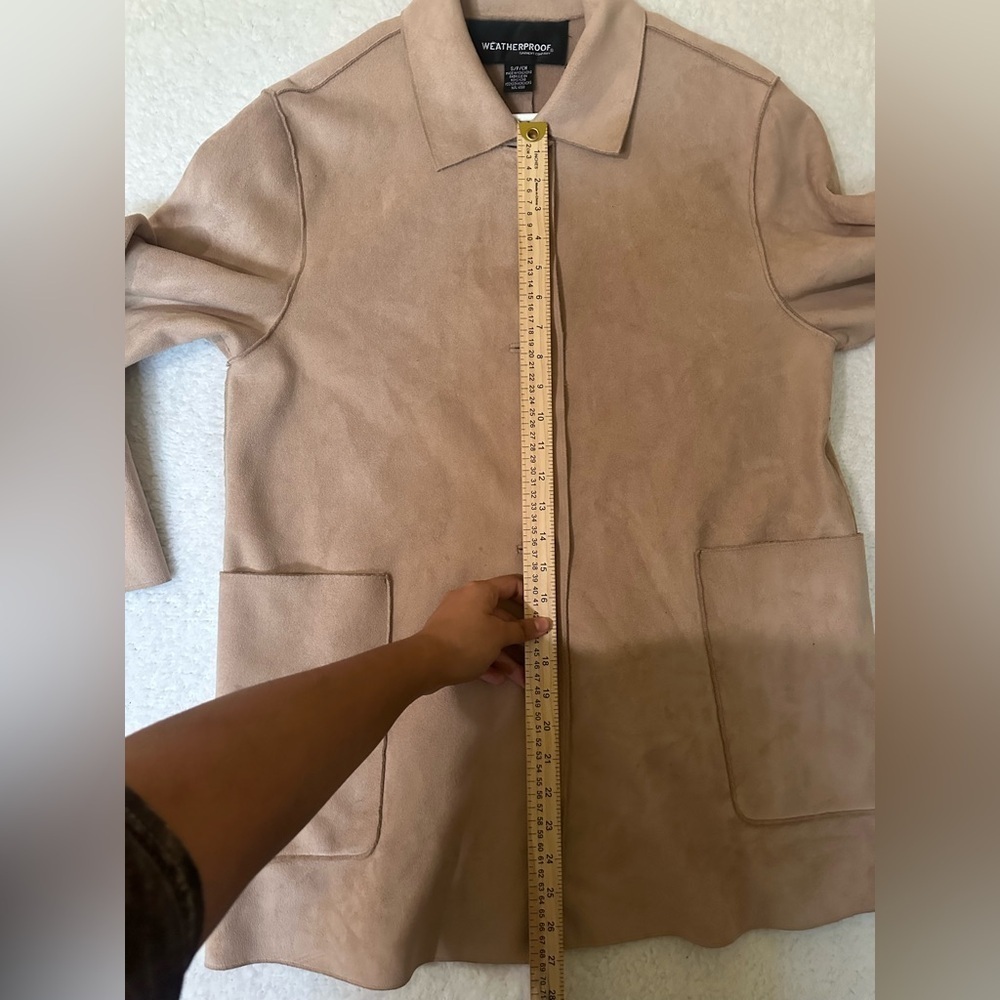 Weatherproof Tan Peacoat Jacket Suede Feel - Picture 5 of 6